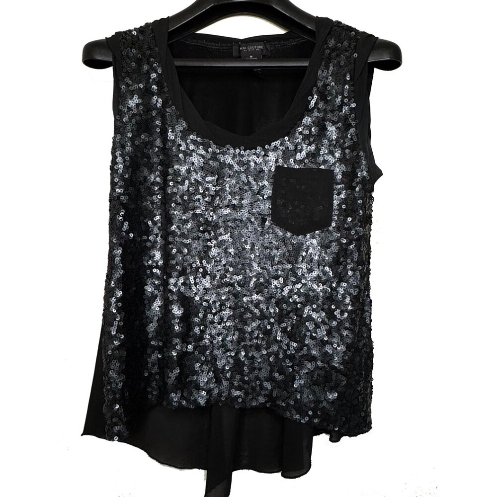 Sequin & Chiffon Sleeveless Top
